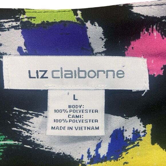 Vintage Liz Claiborne Wrap Front Long Sleeve Top Multi-Color, Women's Size Large - Picture 2 of 10